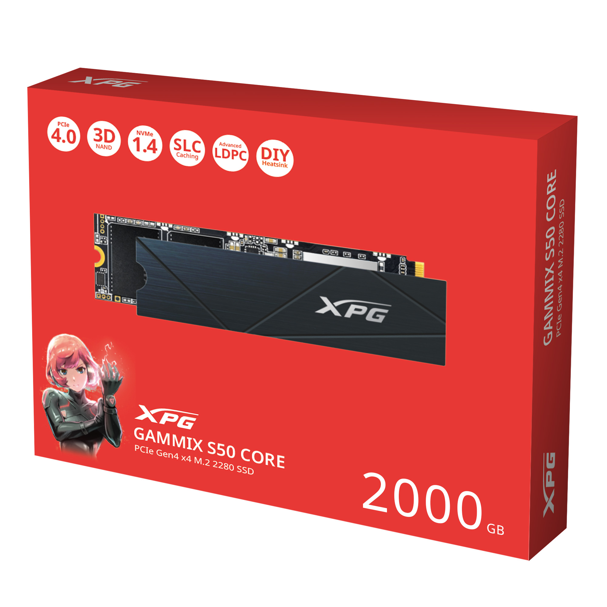 ADATA XPG GAMMIX S50 CORE/ 2TB/ SSD/ M.2 NVMe/ Čierna/ Heatsink/ 3R 