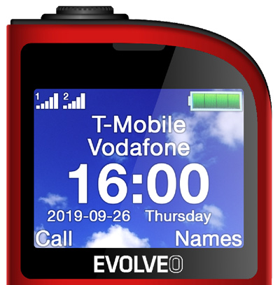 EVOLVEO EasyPhone FL, mobilný telefón pre seniorov s nabíjacím stojanom, červená 