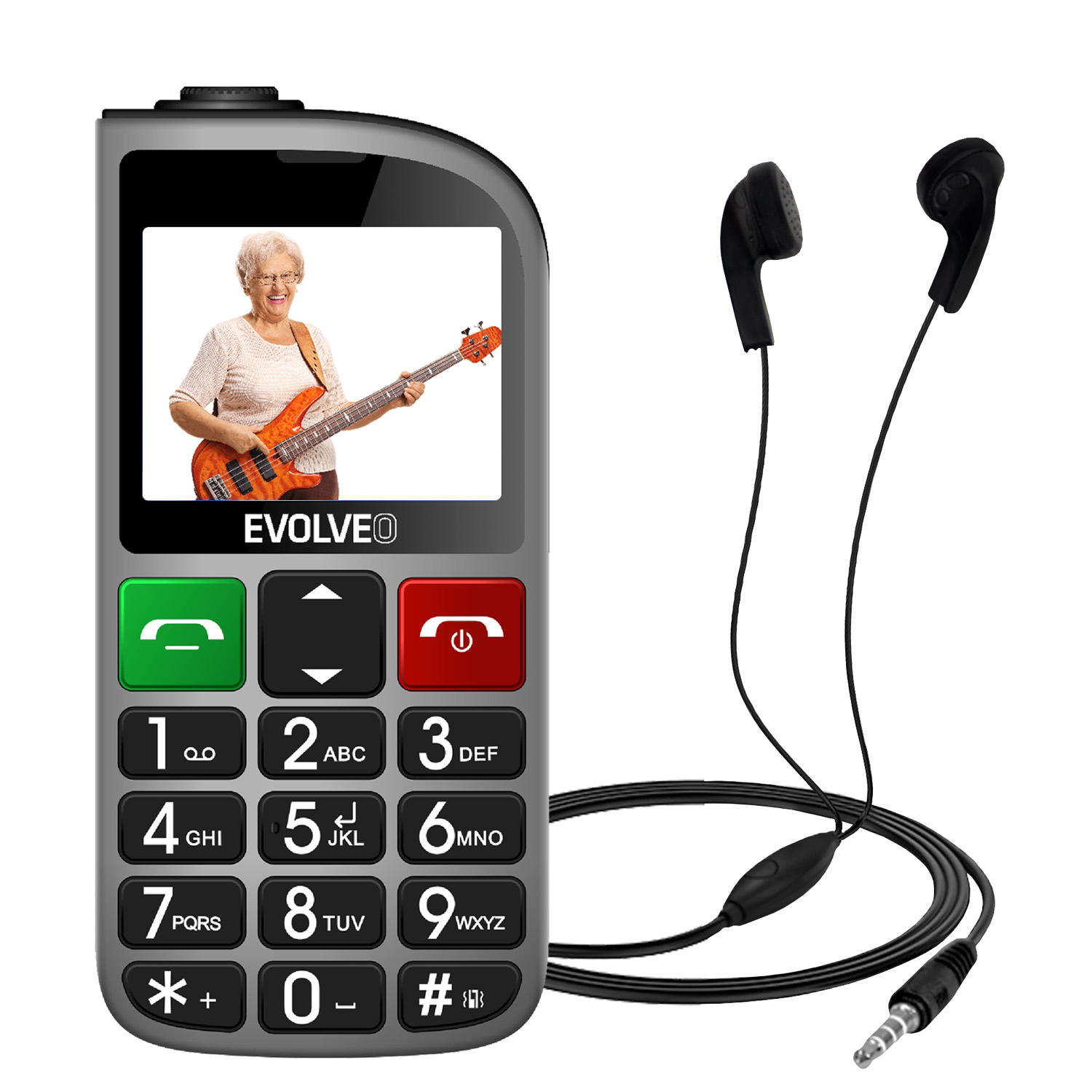 EVOLVEO EasyPhone FL, mobilný telefón pre seniorov s nabíjacím stojanom, strieborná 