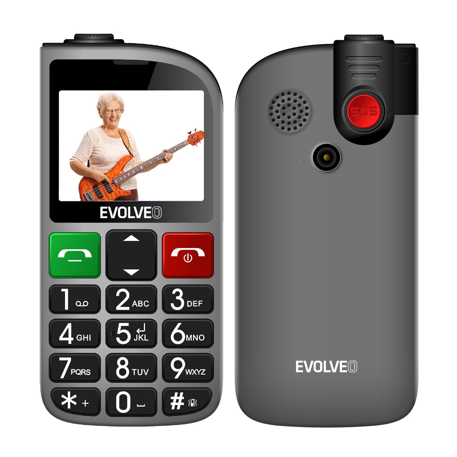 EVOLVEO EasyPhone FL, mobilný telefón pre seniorov s nabíjacím stojanom, strieborná