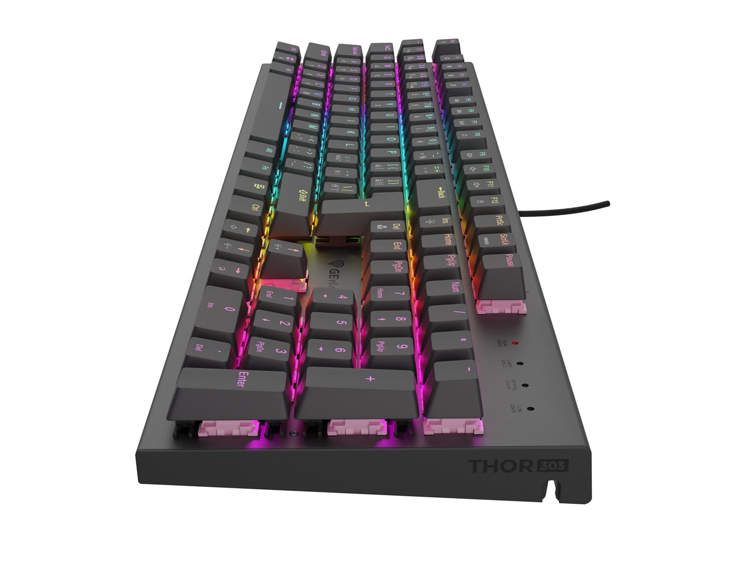 Genesis tichá herná klávesnica THOR 303/ RGB/ Outemu Peach Silent/ Drôtová USB/ CZ- SK layout/ Čierna 