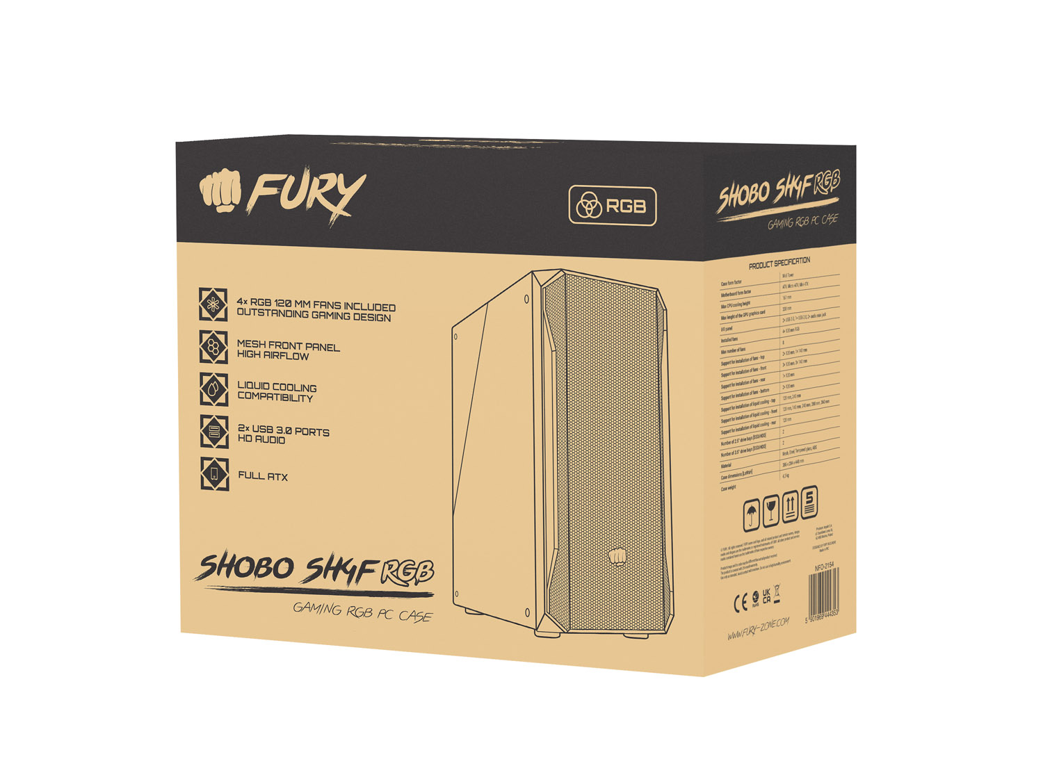 PC skriňa Fury SHOBO/ Midi Tower/ Transpar./ Čierna 