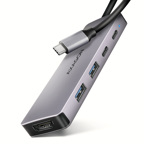 AXAGON HMC-5H60, USB 5Gbps hub, porty 2x USB-A, 1x USB-C, HDMI 4k/ 60, PD 100W, kábel USB-C 15cm