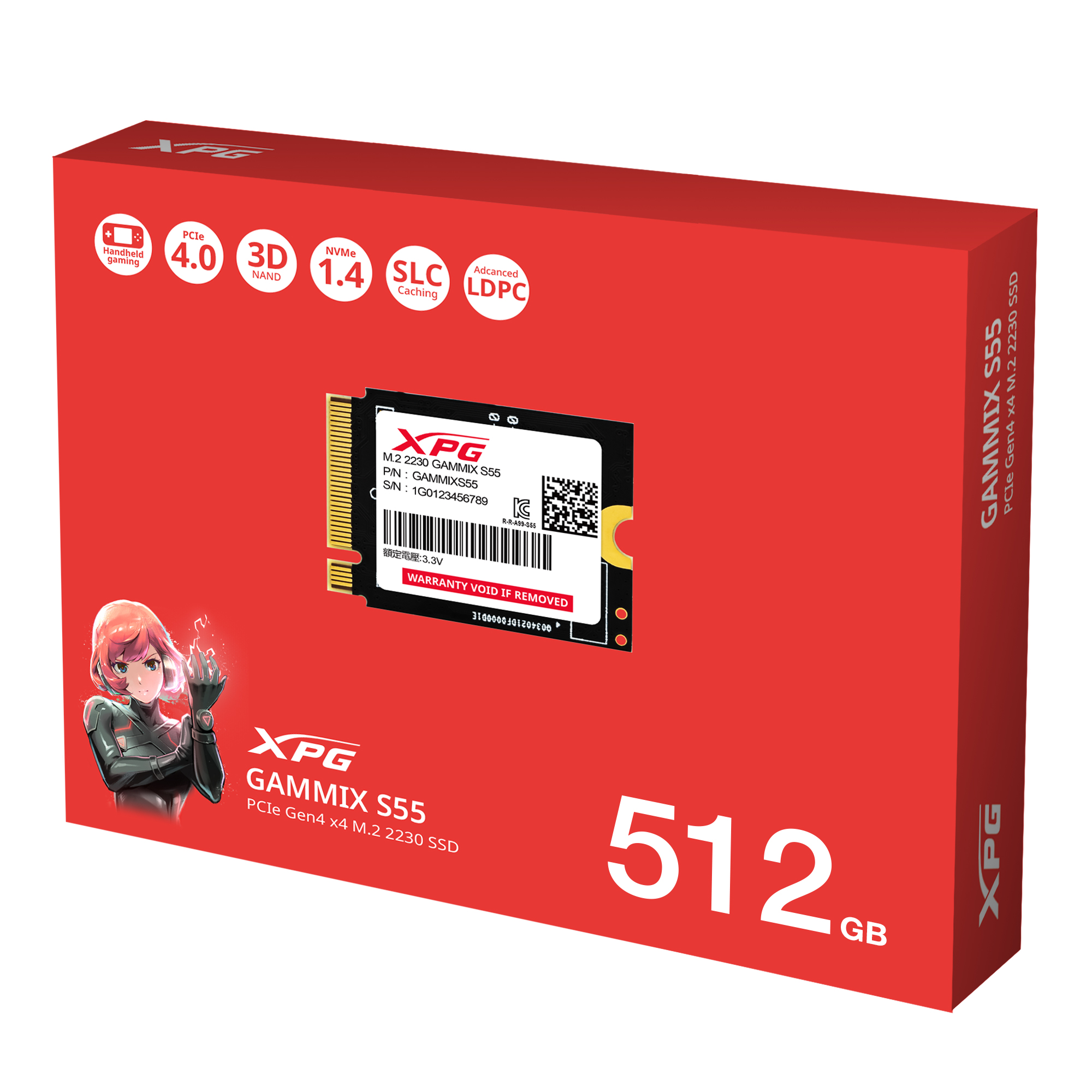 ADATA XPG GAMMIX S55/ 512GB/ SSD/ M.2 NVMe/ Čierna/ 5R 