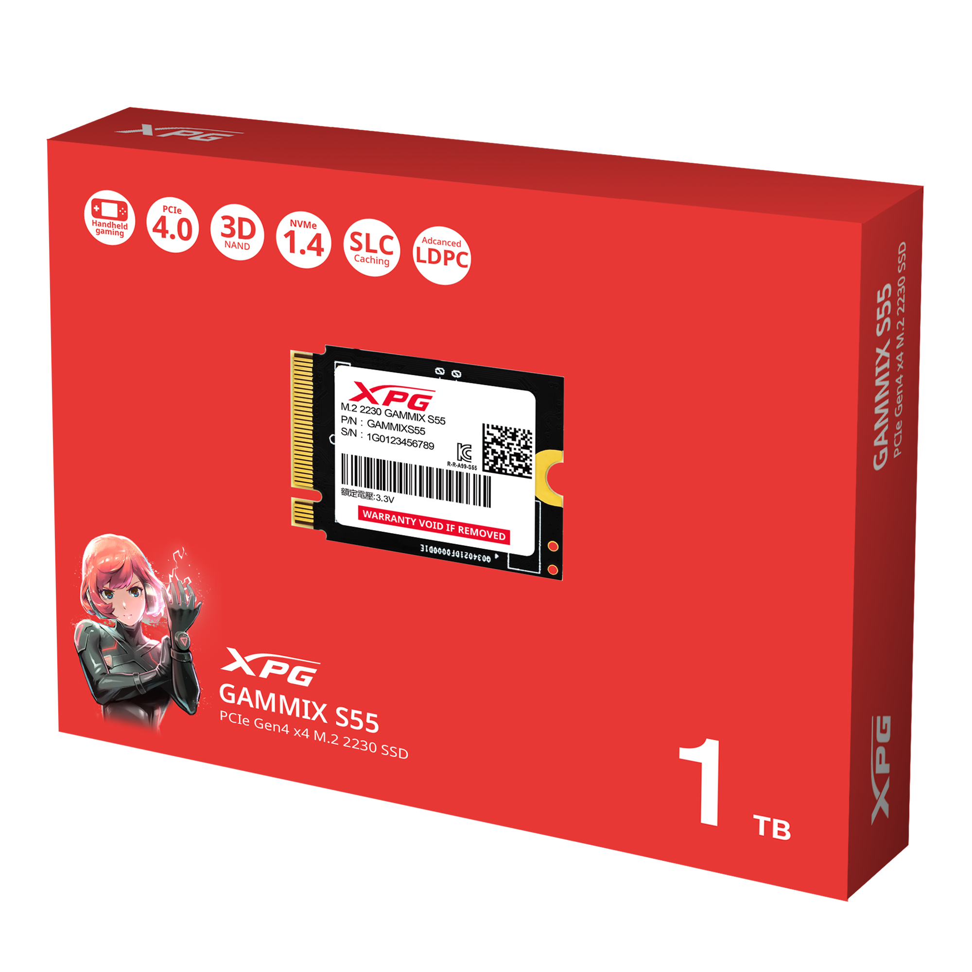 ADATA XPG GAMMIX S55/ 1TB/ SSD/ M.2 NVMe/ Čierna/ 5R 