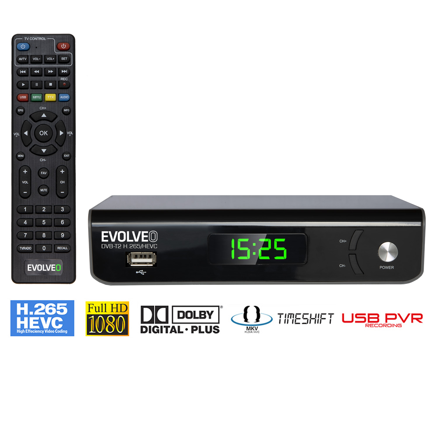 EVOLVEO Omega S3, HD DVB-T2 H.265/ HEVC rekordér