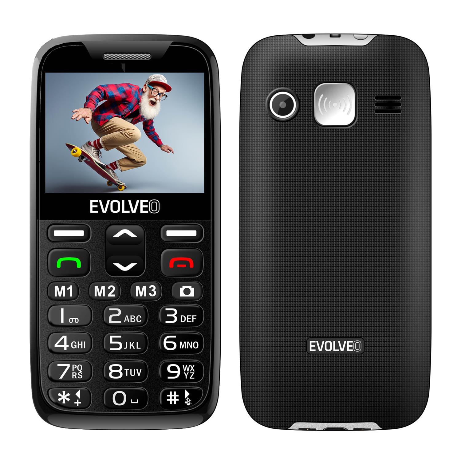 EVOLVEO EasyPhone XR, mobilný telefón pre seniorov s nabíjacím stojanom, čierna