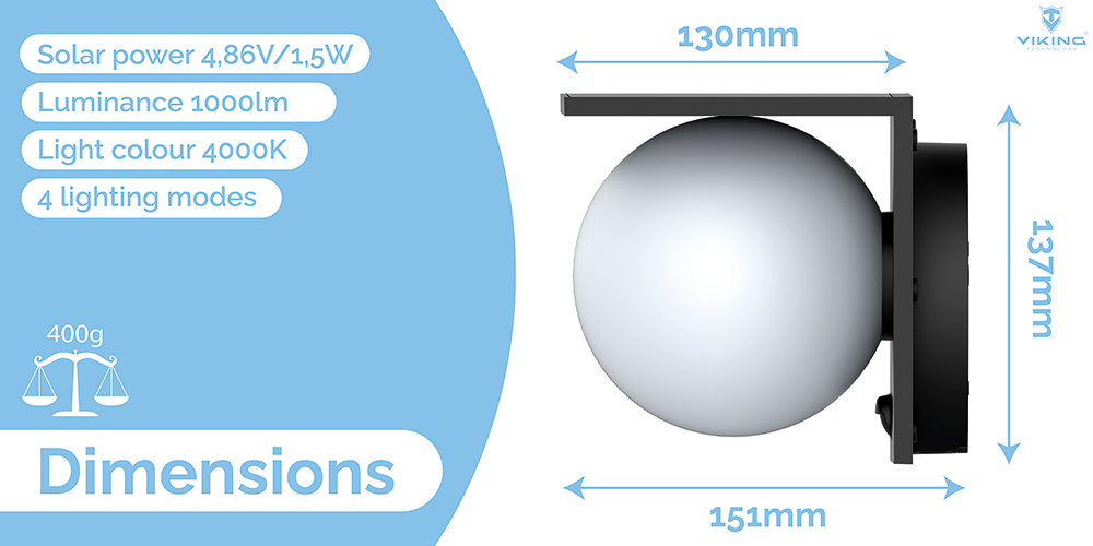 Vonkajšie solárne LED svetlo Viking SR26 