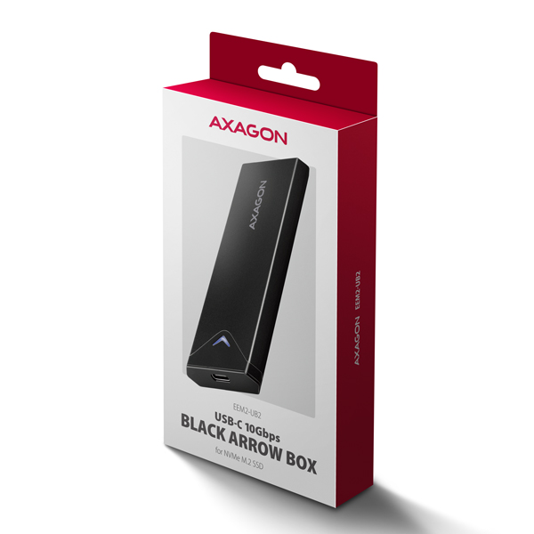 AXAGON EEM2-UB2, USB-C 10Gbps - M.2 NVMe SSD ARROW box, čierny 