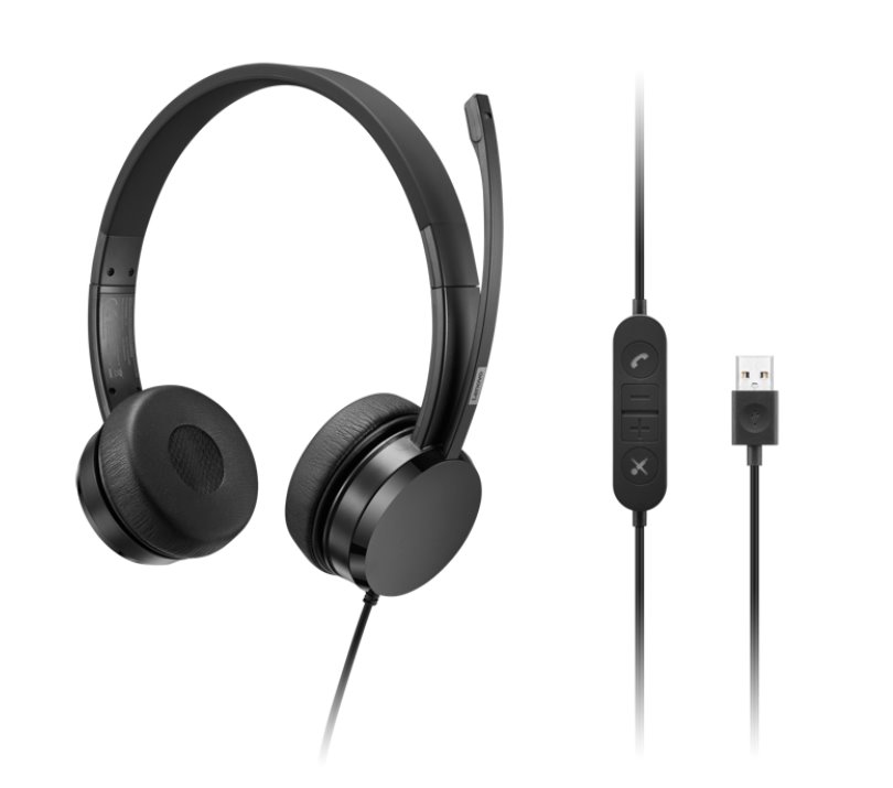 Lenovo slúchadlá USB-A Wired Stereo On-Ear Headset (with control box)/ USB/ Čierna