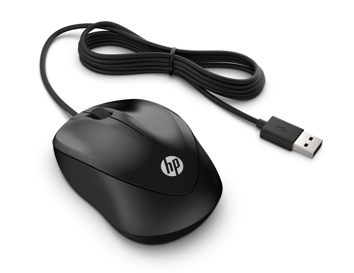 HP Wired 1000/ Cestovná/ Optická/ 1 200 DPI/ Drôtová USB/ Čierna