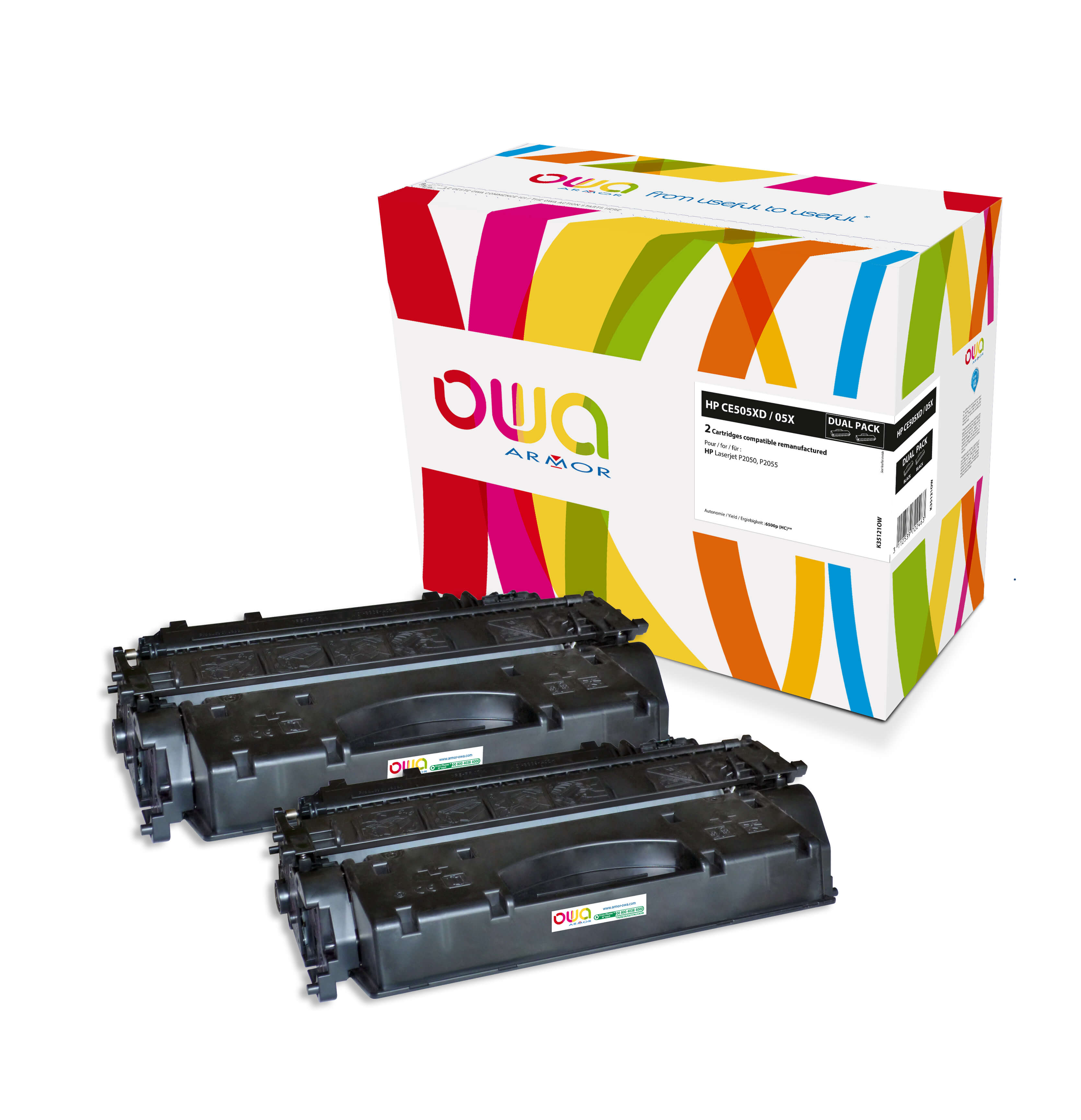 OWA Armor sada kompatibilná s HP CE505XD, 2x6500st, čierna/ black