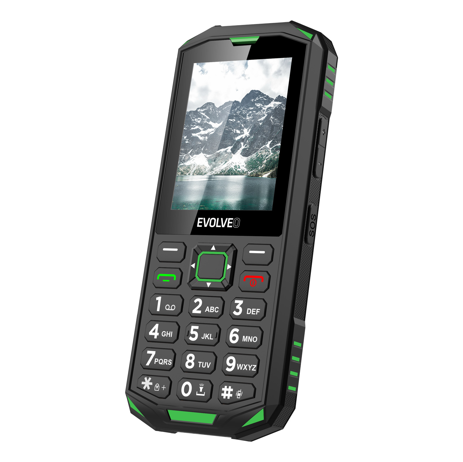 EVOLVEO StrongPhone X5, vodotesný odolný Dual SIM telefón, čierno-zelená 