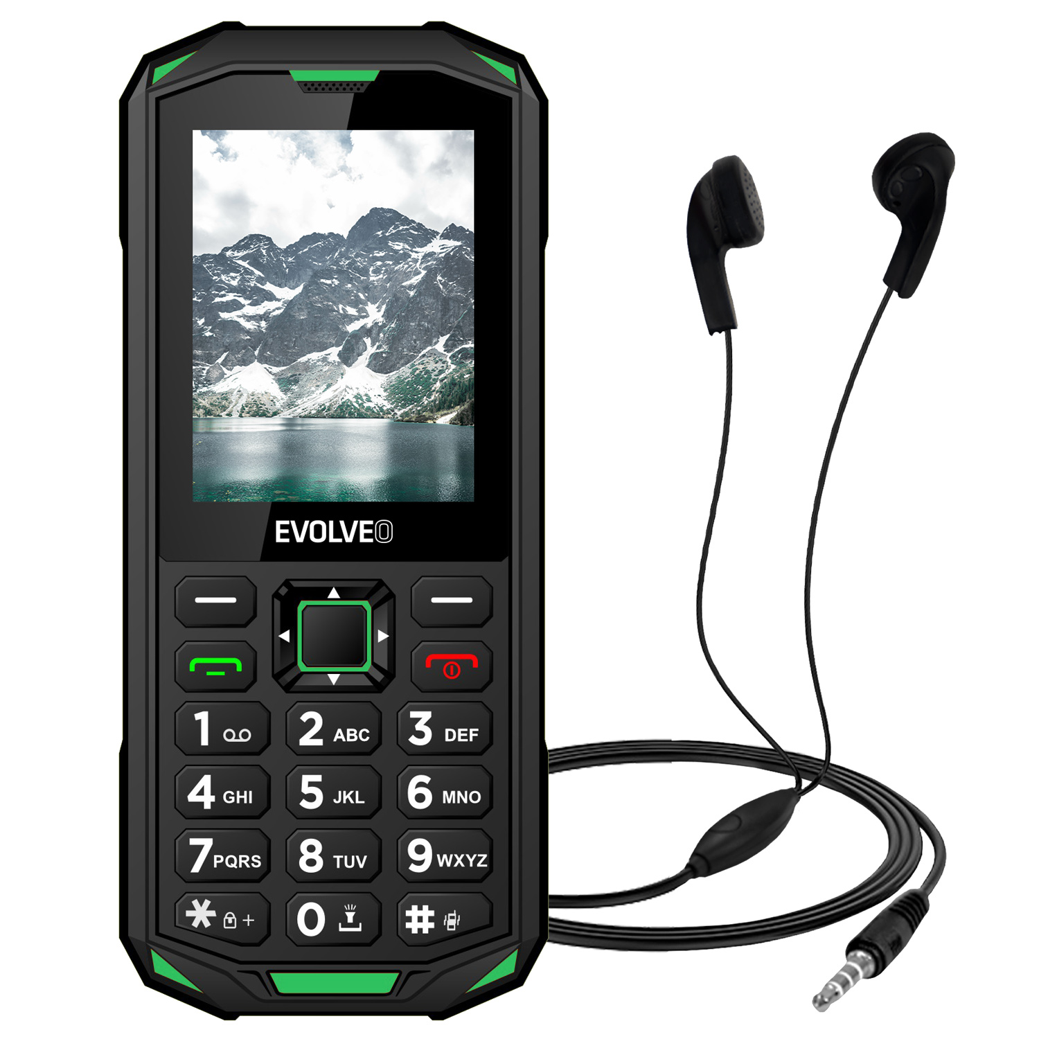 EVOLVEO StrongPhone X5, vodotesný odolný Dual SIM telefón, čierno-zelená 