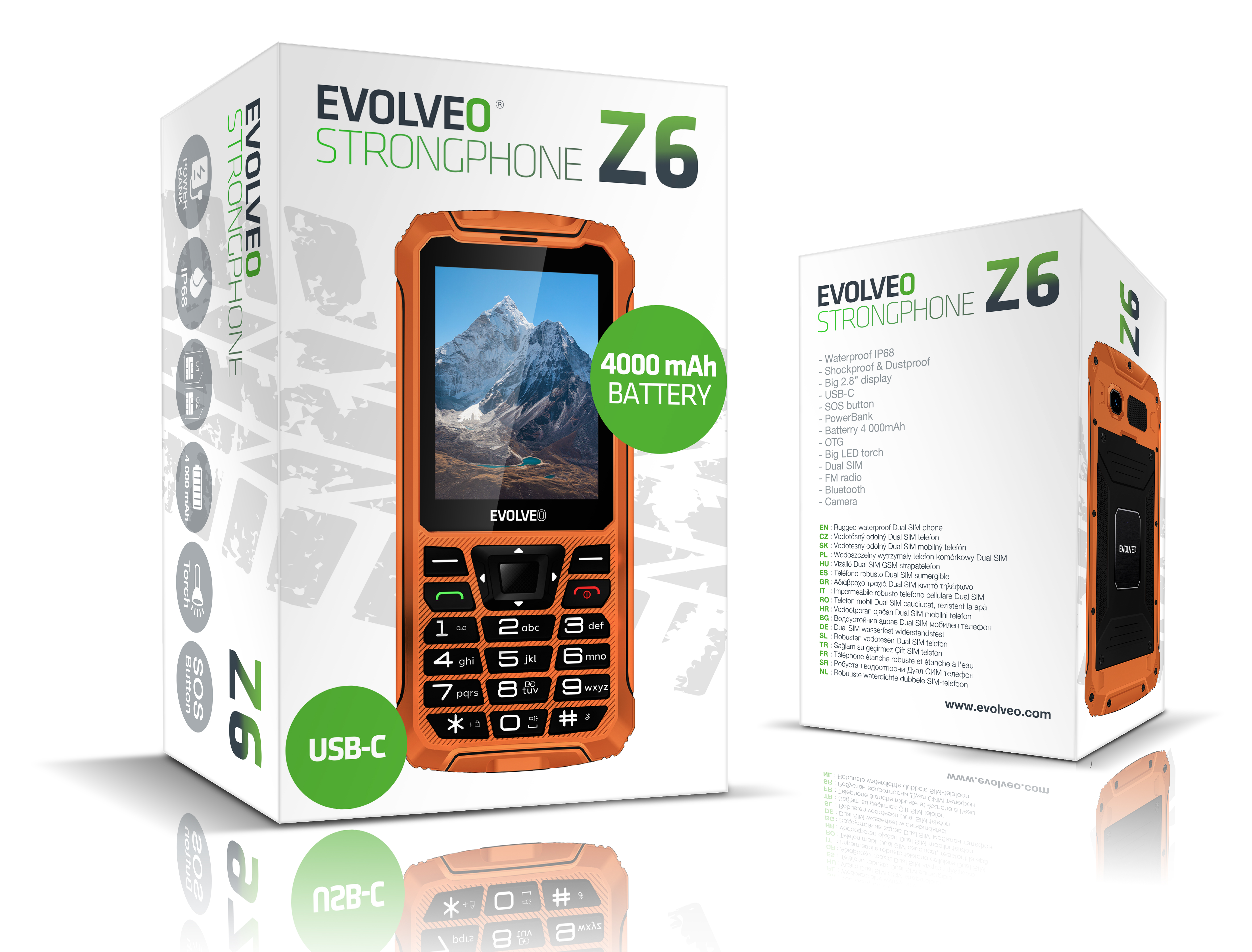 EVOLVEO StrongPhone Z6, vodotesný odolný Dual SIM telefón, oranžová 