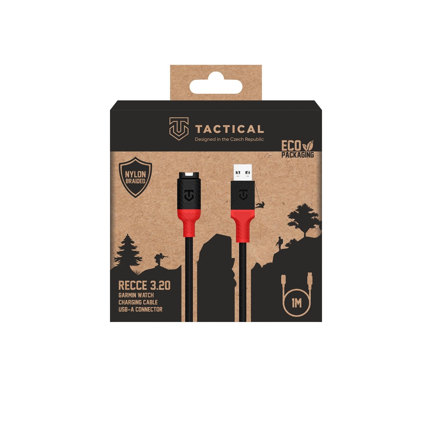 Tactical Recce 3:20 kábel pre Garmin USB-A Black/ Red 