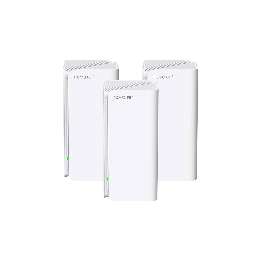 Tenda Nova MX21 Pro (3-pack) WiFi6E AXE5700 Mesh Gigabit systém, 9x GLAN GWAN, WPA3, VPN, CZ app 