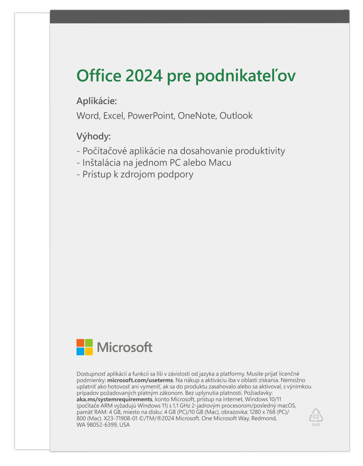 Microsoft Office 2024 pre domácnosti a podnikateľov SK Akcie 