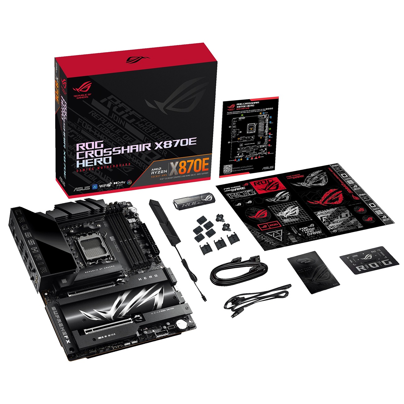 ASUS MB Sc AM5 ROG CROSSHAIR X870E HERO, AMD X870, 4xDDR5, 1xHDMI, 2xThunderbolt, WiFi 