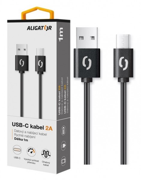 ALIGATOR Dátový kábel 2A, USB-C čierny 