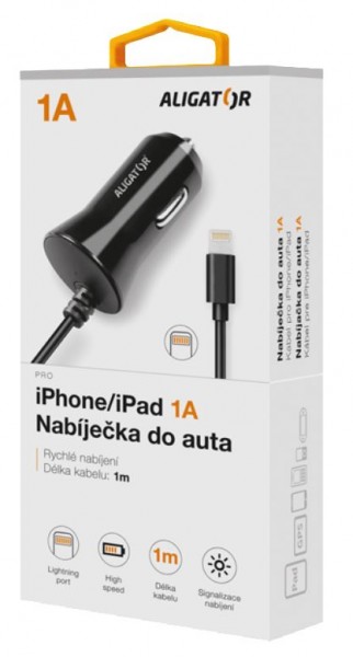 Aligátor nab. do auta iPhone, 1A, TCH, čierna 