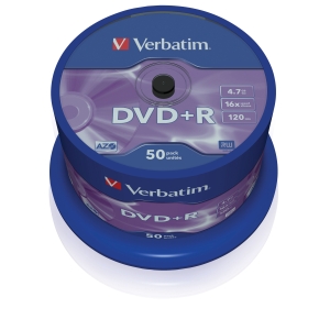 VERBATIM DVD+R(50-Pack), Spindl/ MattSlvr/ 16x/ 4.7GB