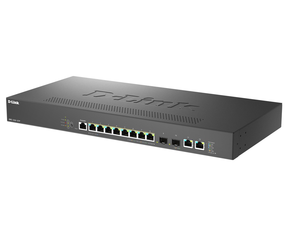 D-Link DMS-1250-12TP E, 8x 2.5G PoE, 2x 10G SFP+, 2x 10G RJ45, 240W Smart Managed Switch 