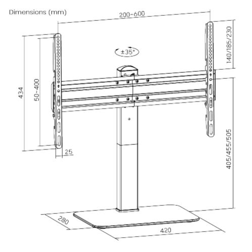 Univerzálny stojan Brateck LDT03-23L pre TV 37"-70"otočný stolný 