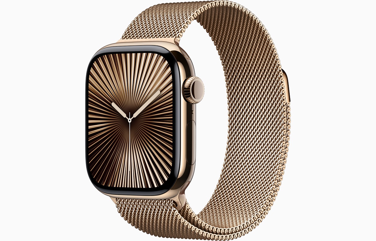 Apple Watch Series 10 GPS + Cellular 46mm Gold Titanium Case with Gold Milanese Loop - S/M