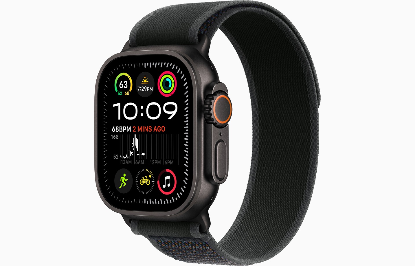 Apple Watch Ultra 2/ 49mm/ Black/ Šport Band/ Black Trail/ -S/ M