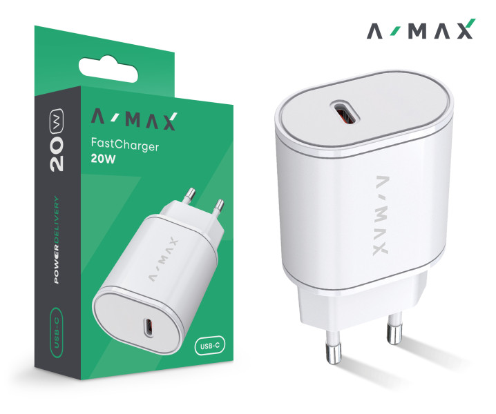 Aligator sieťová nabíjačka A-MAX PD 20W USB-C biela