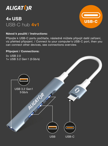 Aligator Hub USB-C  4x USB 