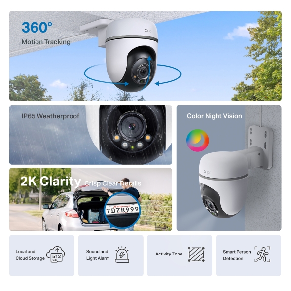 TC41 Outdoor Pan Tilt Security Wi-Fi Camera 