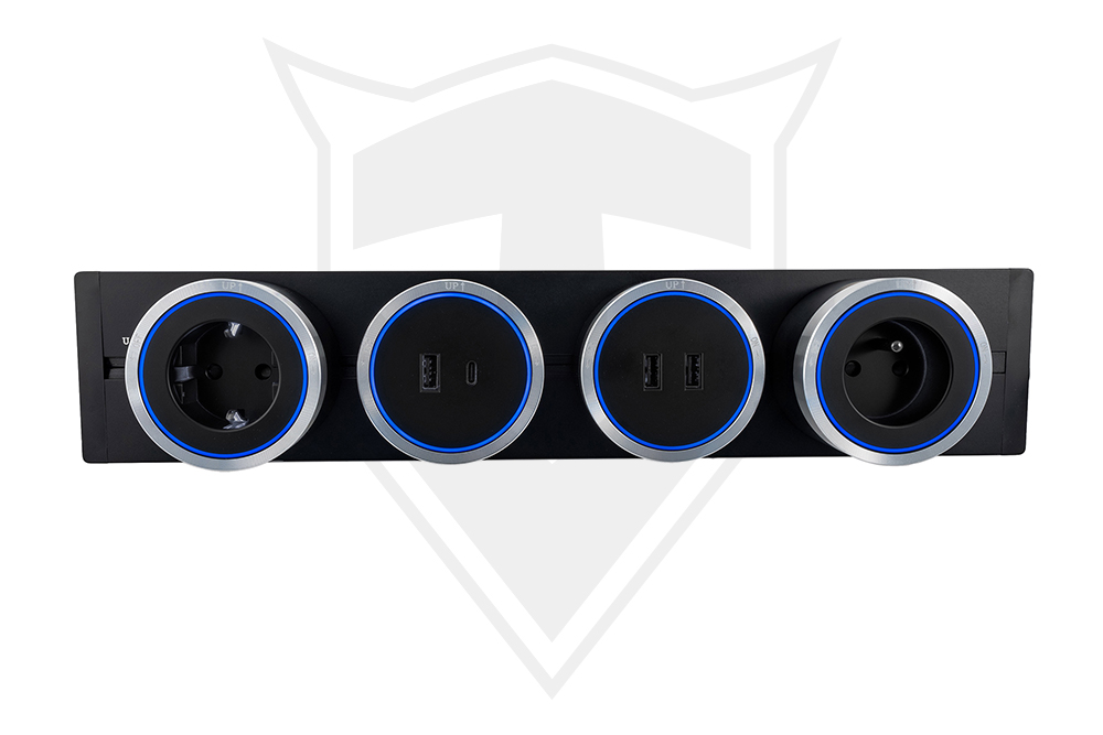 Zásuvková lišta - zápustná Viking LZ60B/ 230V, 50Hz/ 60cm dĺžka/ čierna/ až 7 modulov/ IP20/ hliník/ zápustná 