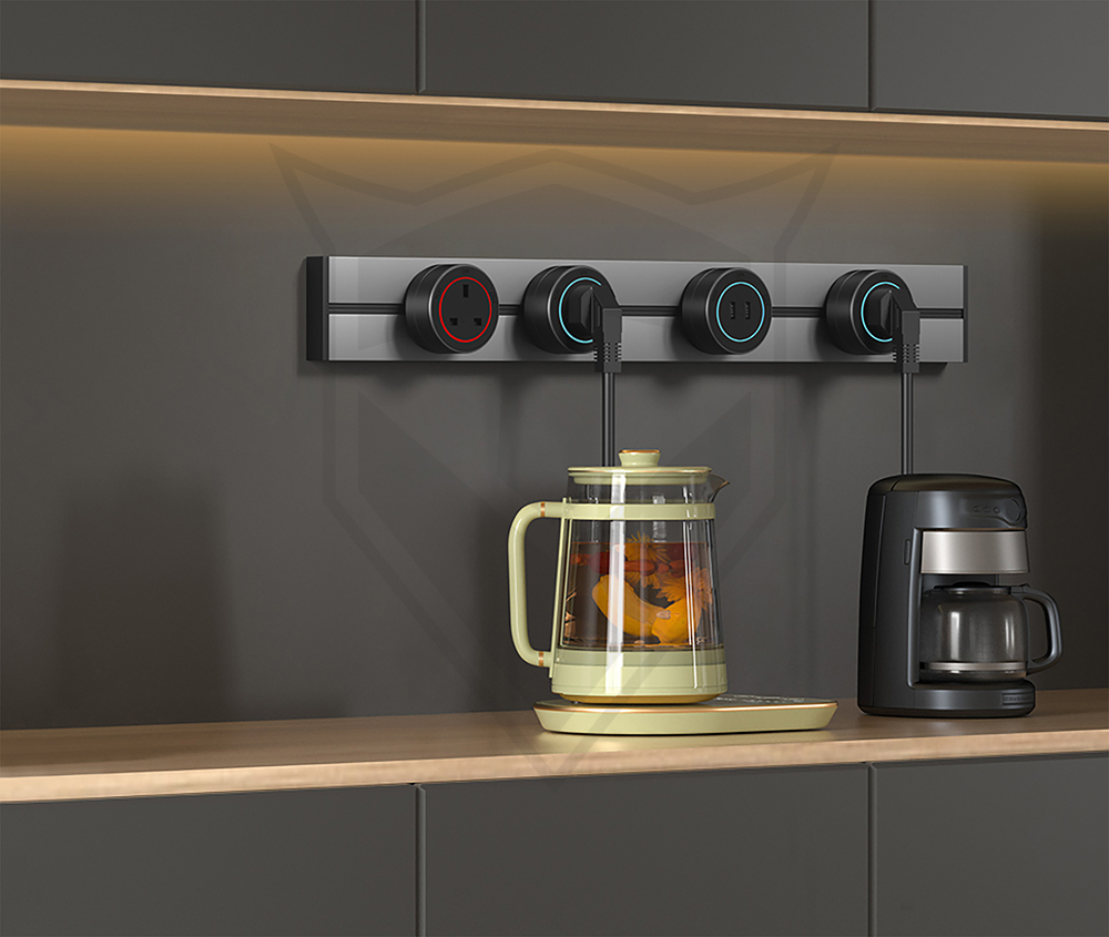 Zásuvková lišta - zápustná Viking LZ60B/ 230V, 50Hz/ 60cm dĺžka/ čierna/ až 7 modulov/ IP20/ hliník/ zápustná 