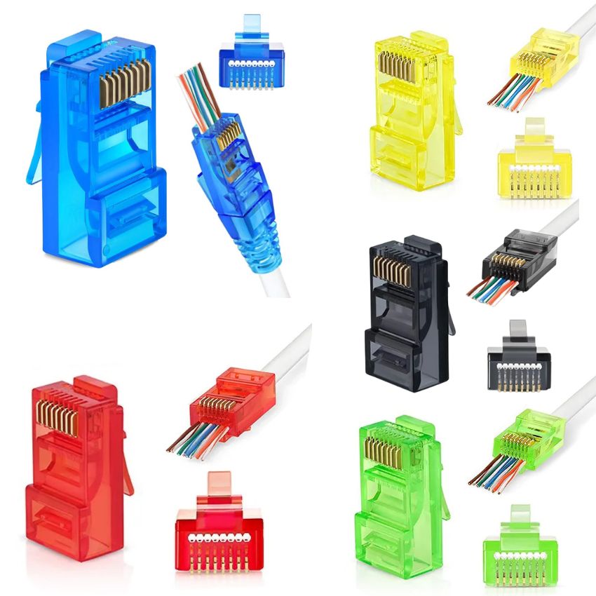 W-Star Konektor UTP RJ45EZ Cat5e 100ks pozlátený, mix, pass cez ethernet RJ45EZ5SM