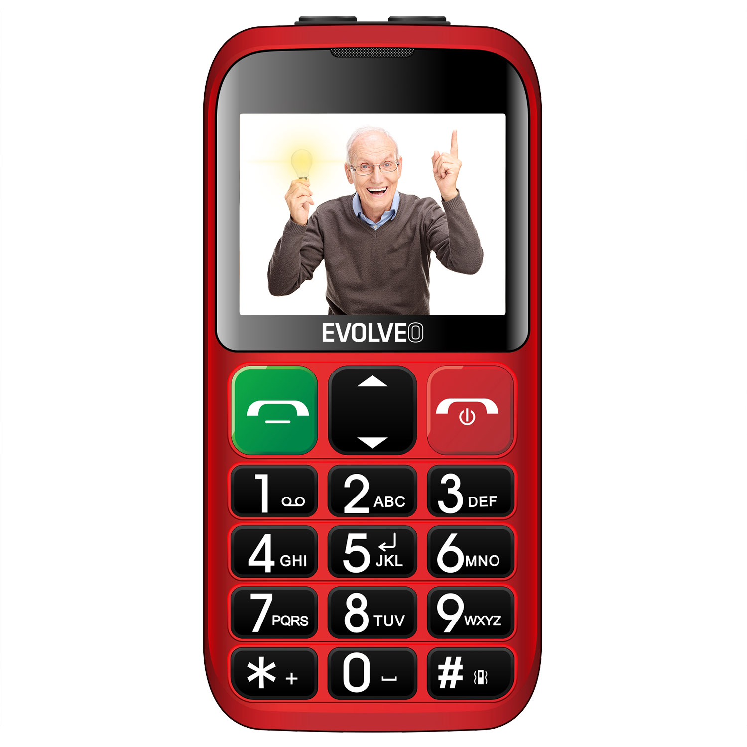 EVOLVEO EasyPhone ET, mobilný telefón pre seniorov s nabíjacím stojanom, červená 