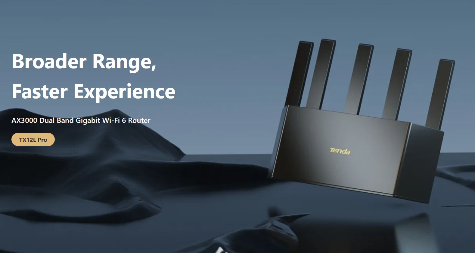 Tenda TX12L Pro AX3000 WiFi 6 Mesh Router, 1x GWAN, 3x GLAN, IPv6, 5x 6dBi, WPA 3, CZ app 