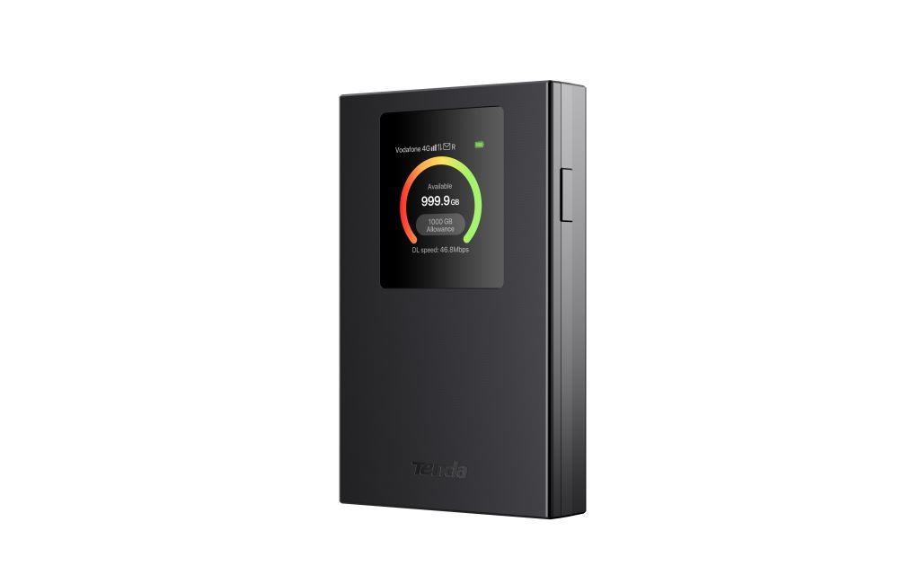 Tenda 4G185v4 4G LTE Mobile AX300 Wi-Fi batérie modem router, LCD, WPA 3, USB-C 