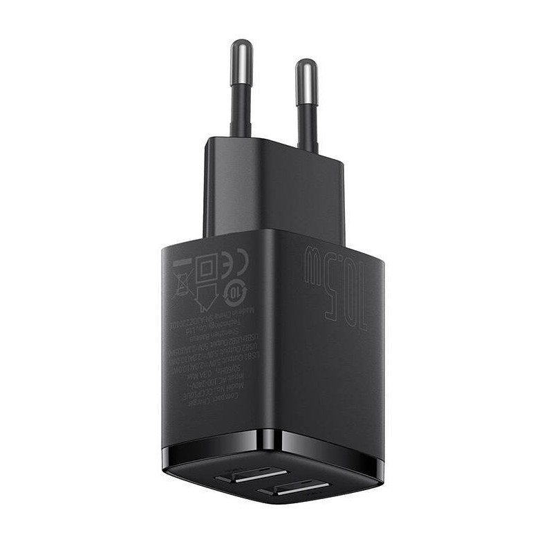Baseus nabíjačka do siete Compact 2xUSB 10, 5W čierna 