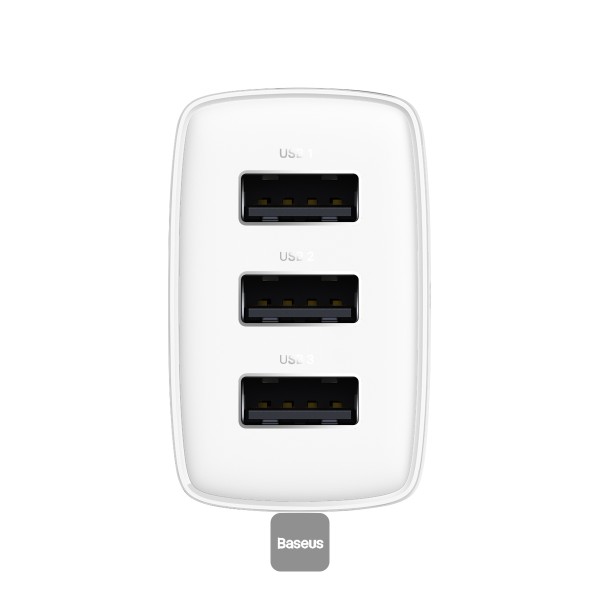 Baseus nabíjačka do siete Compact 3xUSB 17W biela 