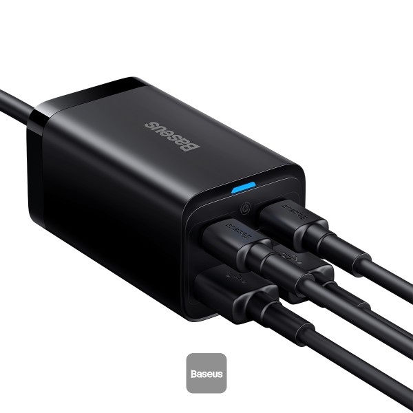 Baseus rýchlonabíjačka do siete GaN3 Pro, 2x USB-C, 2x USB 65W čierna 