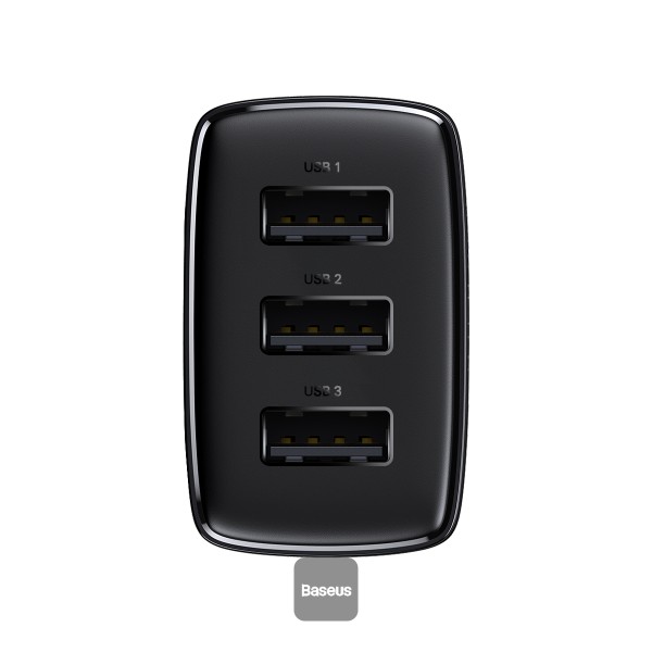Baseus nabíjačka do siete Compact 3xUSB 17W čierna 