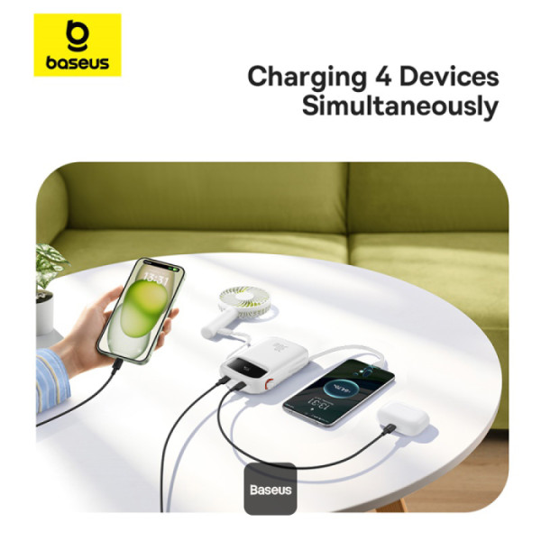 Baseus power banka Qpow 10000mAh 30W biela s USB-C káblom 