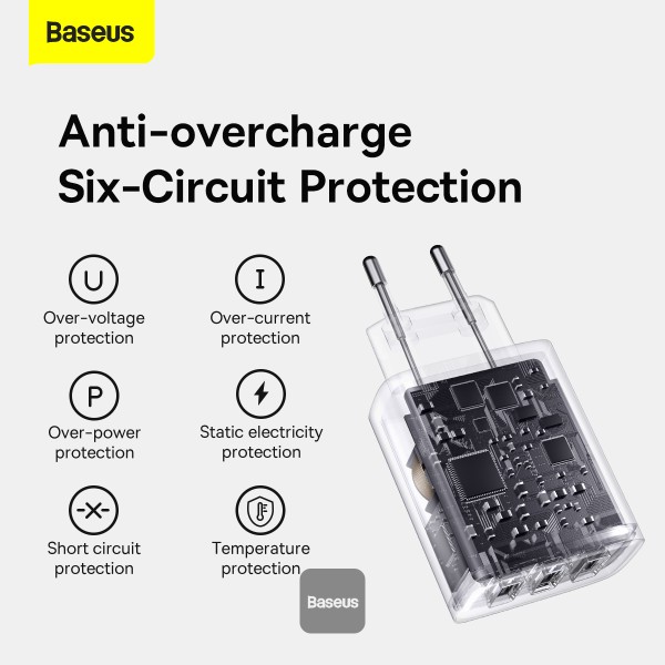 Baseus nabíjačka do siete Compact 3xUSB 17W čierna 