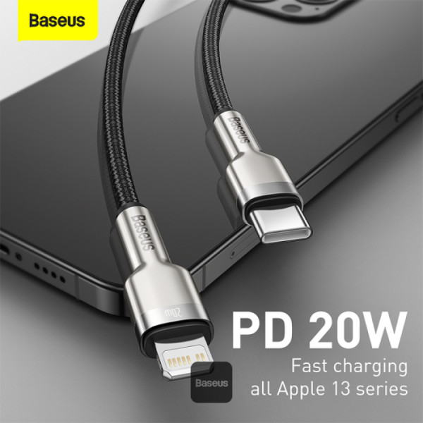 Baseus dátový kábel Cafule USB-C na Lightning 0, 25 PD 20W čierny 
