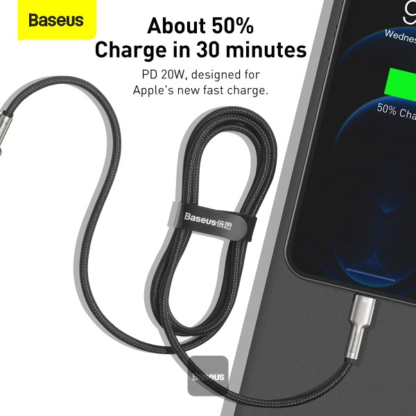 Baseus dátový kábel Cafule USB-C/ Lightning 1m PD 20W čierny 