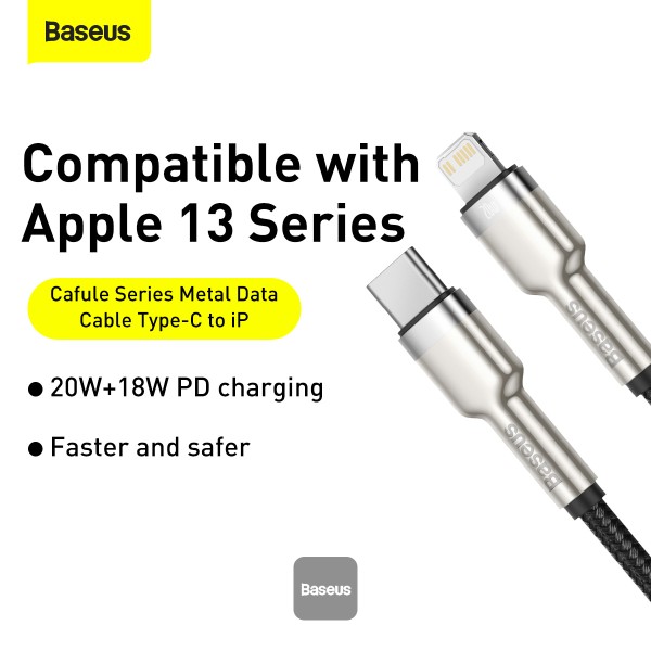 Baseus dátový kábel Cafule USB-C/ Lightning 1m PD 20W čierny 