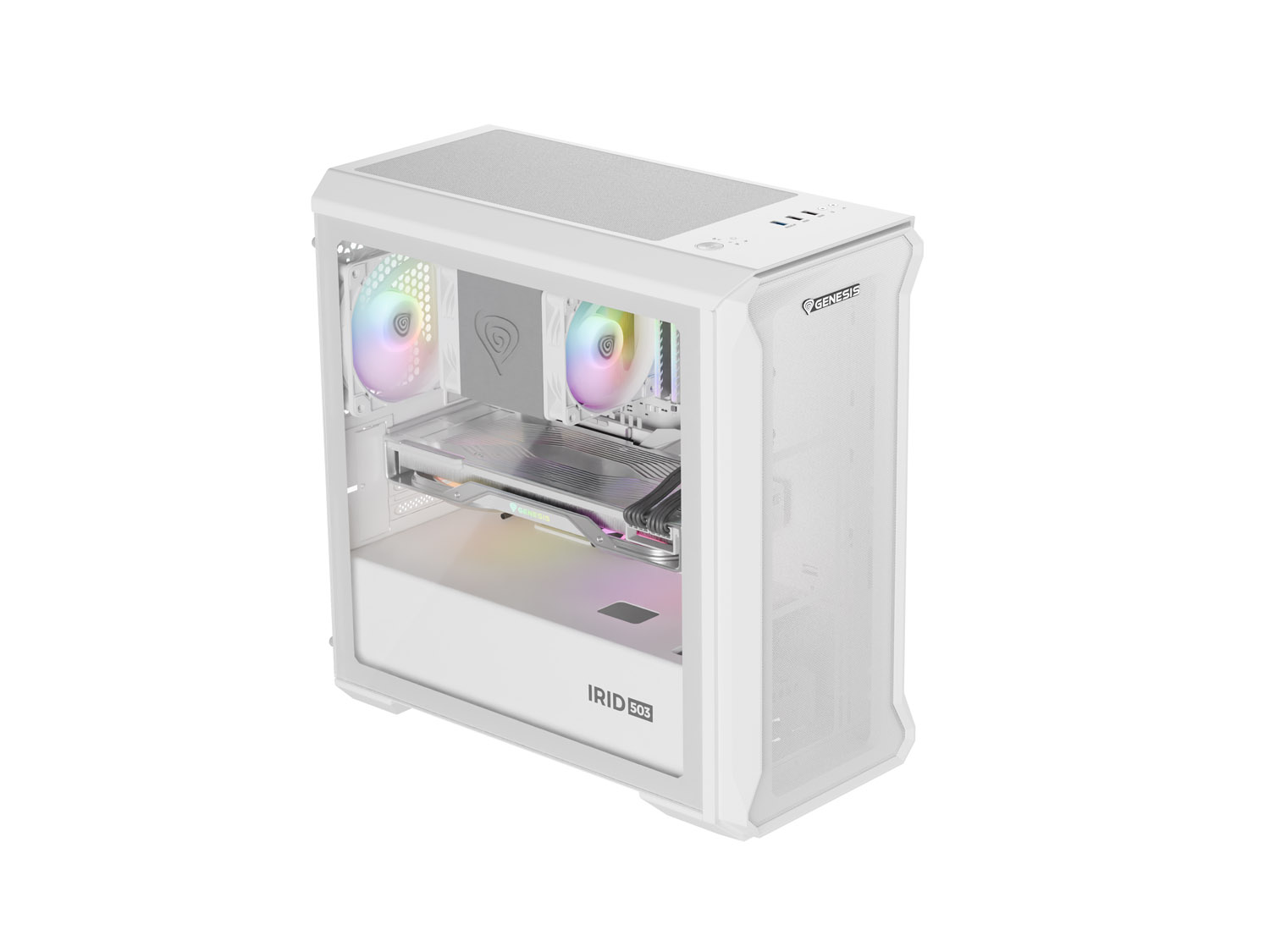 Počítačová skriňa Genesis IRID 503 ARGB LITE/ Mini Tower/ Transpar./ Biela 