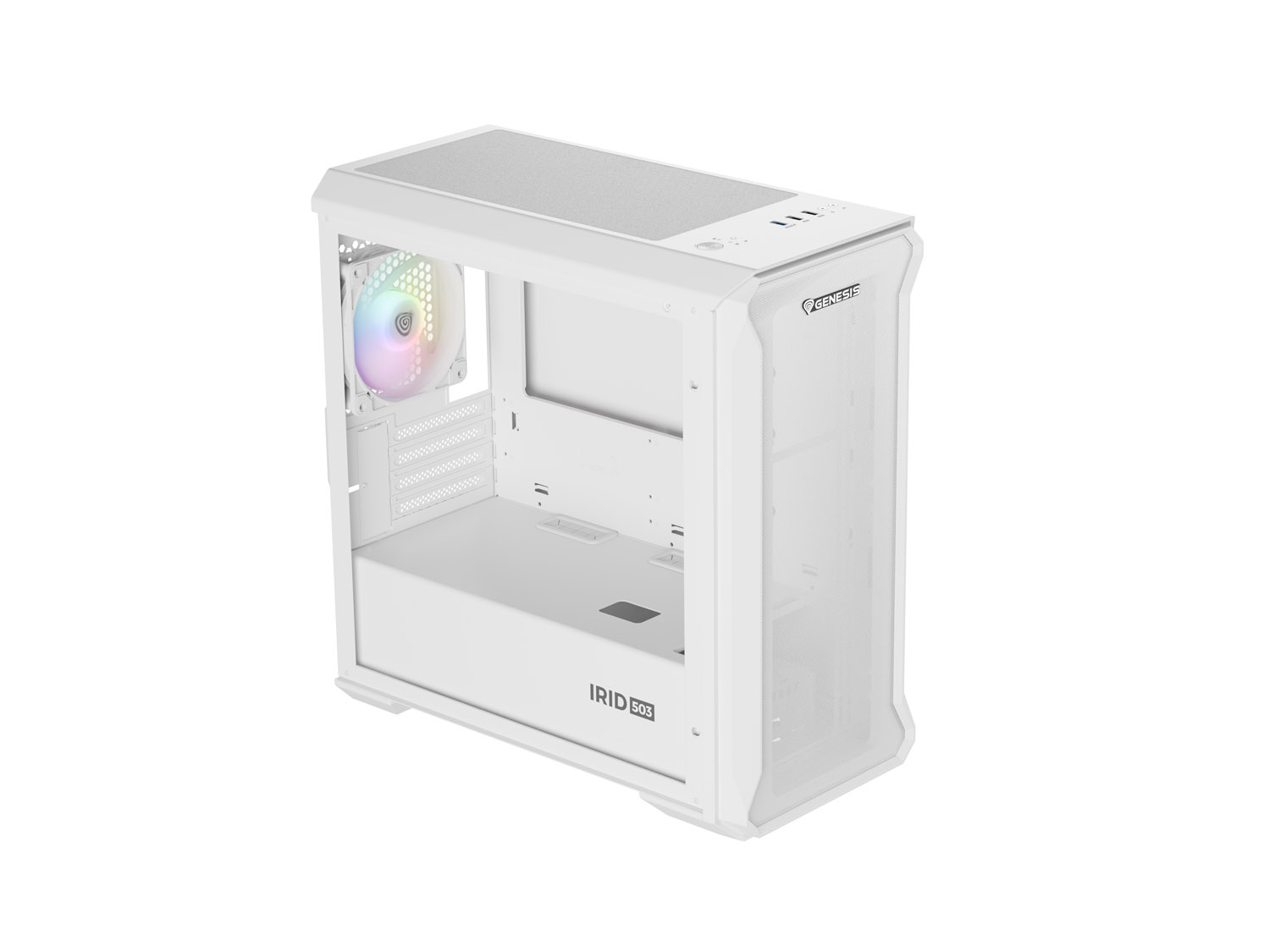 Počítačová skriňa Genesis IRID 503 ARGB LITE/ Mini Tower/ Transpar./ Biela 